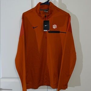 New Orange $80 Nike Clemson Tigers Coaches Jacket Sweatshirt L NWT 1/2 zipper